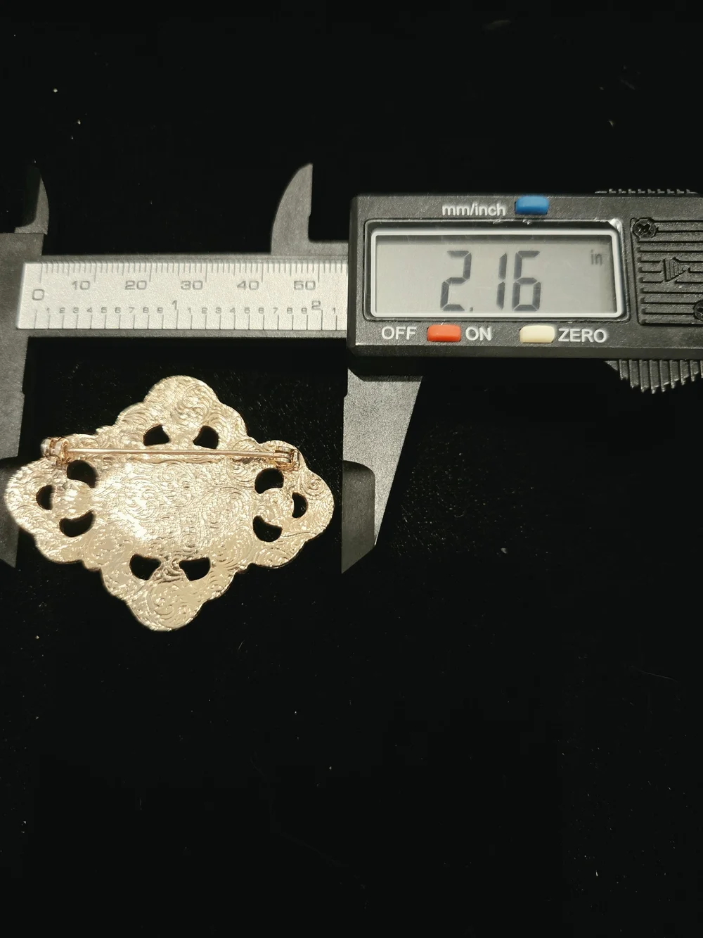 Vintage 1928 Gold-Tone Black Floral Enamel Brooch - Elegant Women’s Jewelry